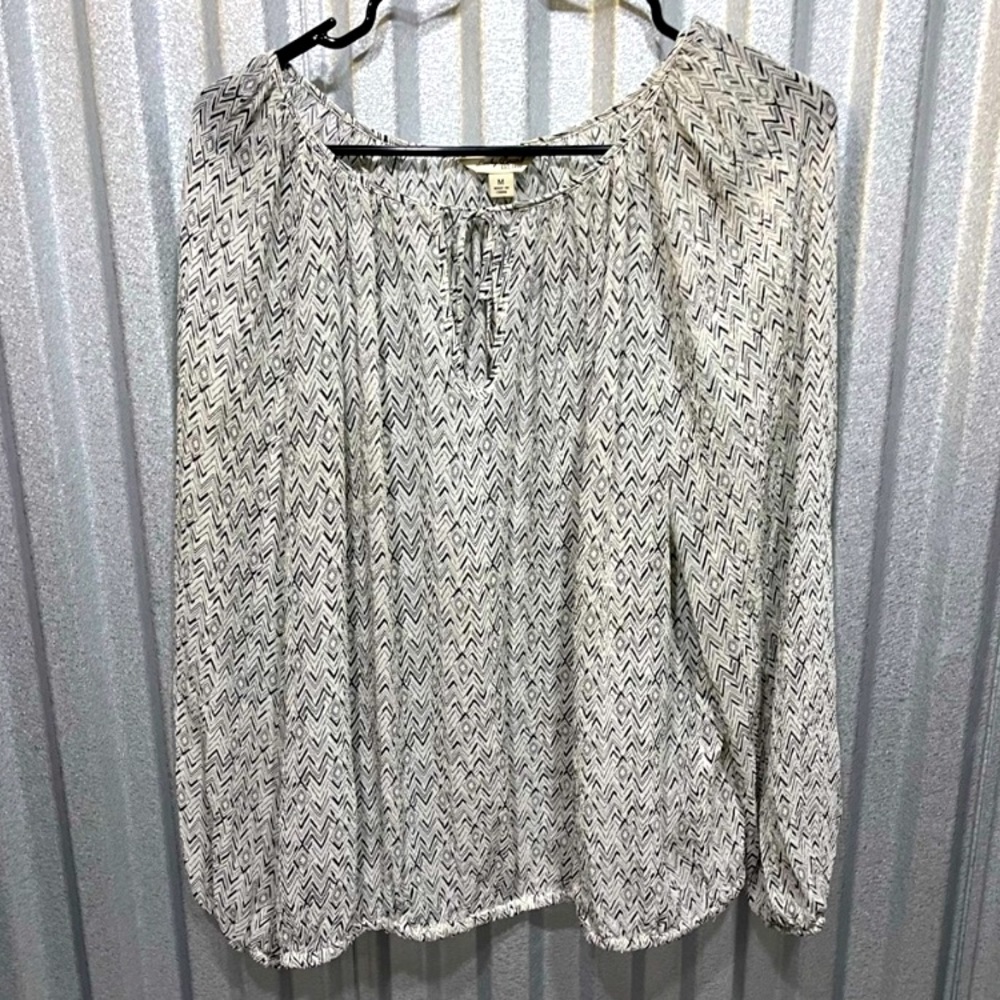 Lucky Brand Diamond & Chevron Stripe Blouson Top